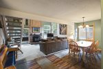 Living Room with pellet stove and access to outside balcony